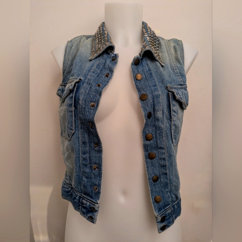 Current/Elliot Studded Cowboy Jean Vest